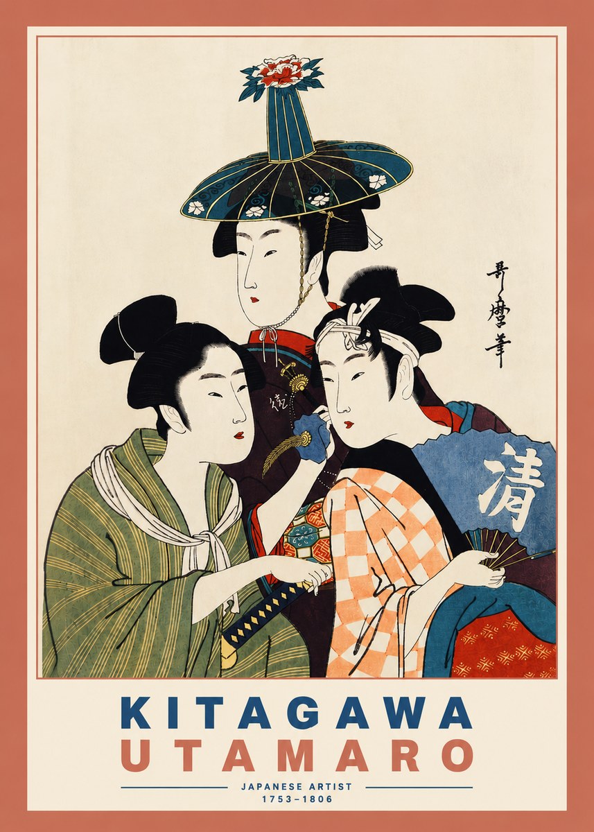 Kitagawa Utamaro Three Beauties No5 - Affiche