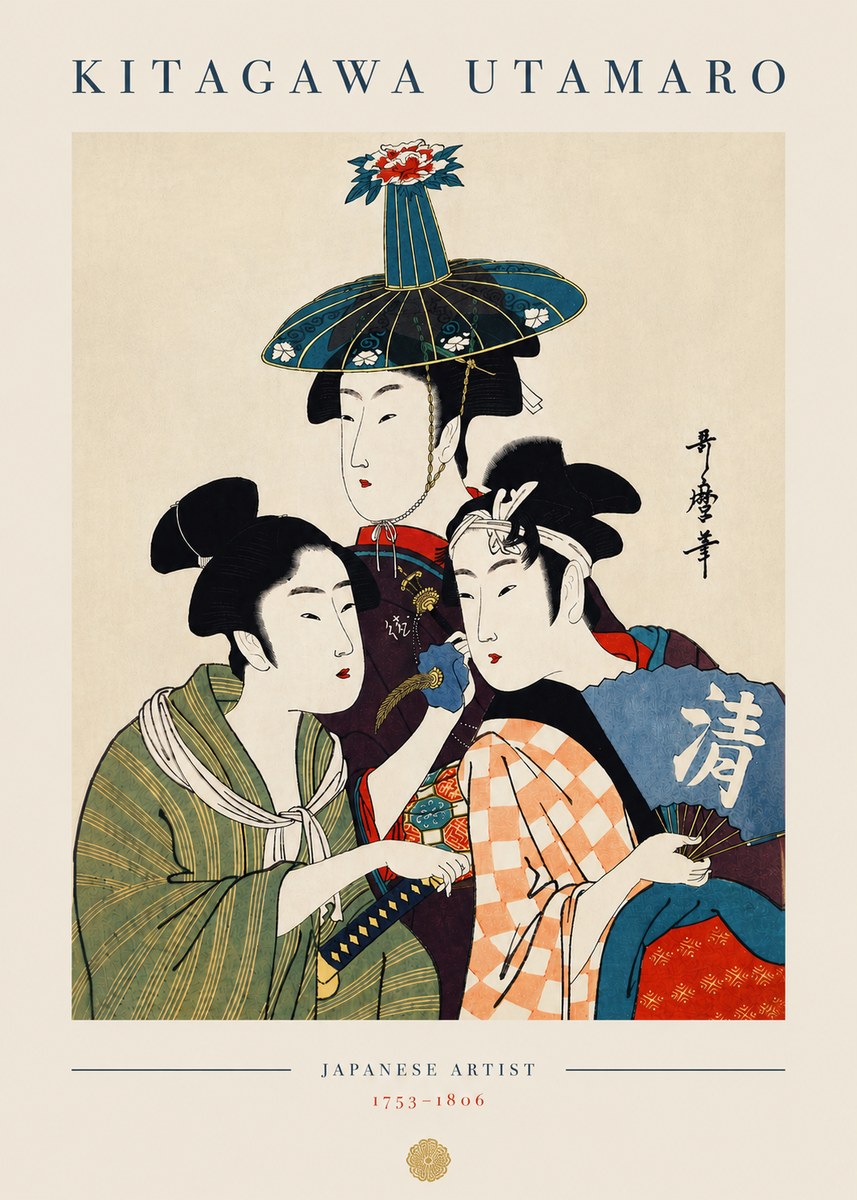 Kitagawa Utamaro Three Beauties No6 - Affiche