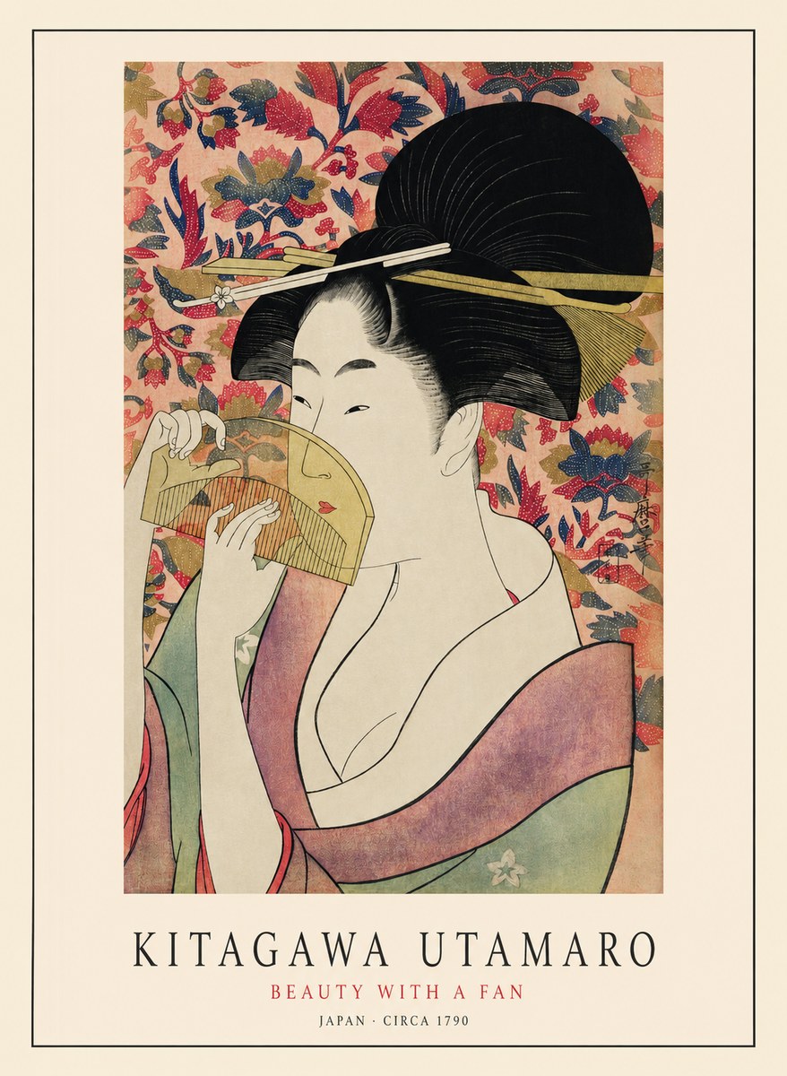 Kitagawa Utamaro Beauty with a Fan II No1 - Affiche