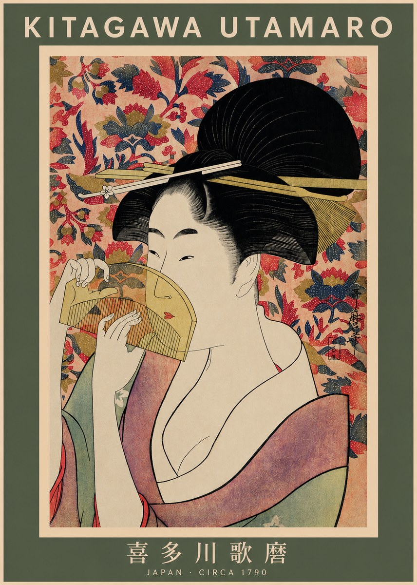 Kitagawa Utamaro Beauty with a Fan II No2 - Affiche