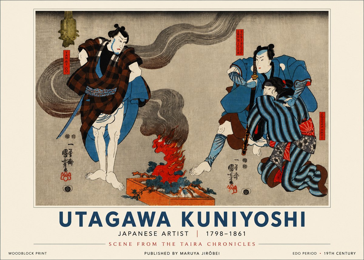 Utagawa Kuniyoshi Scene from the Taira Chronicles No3 - Affiche