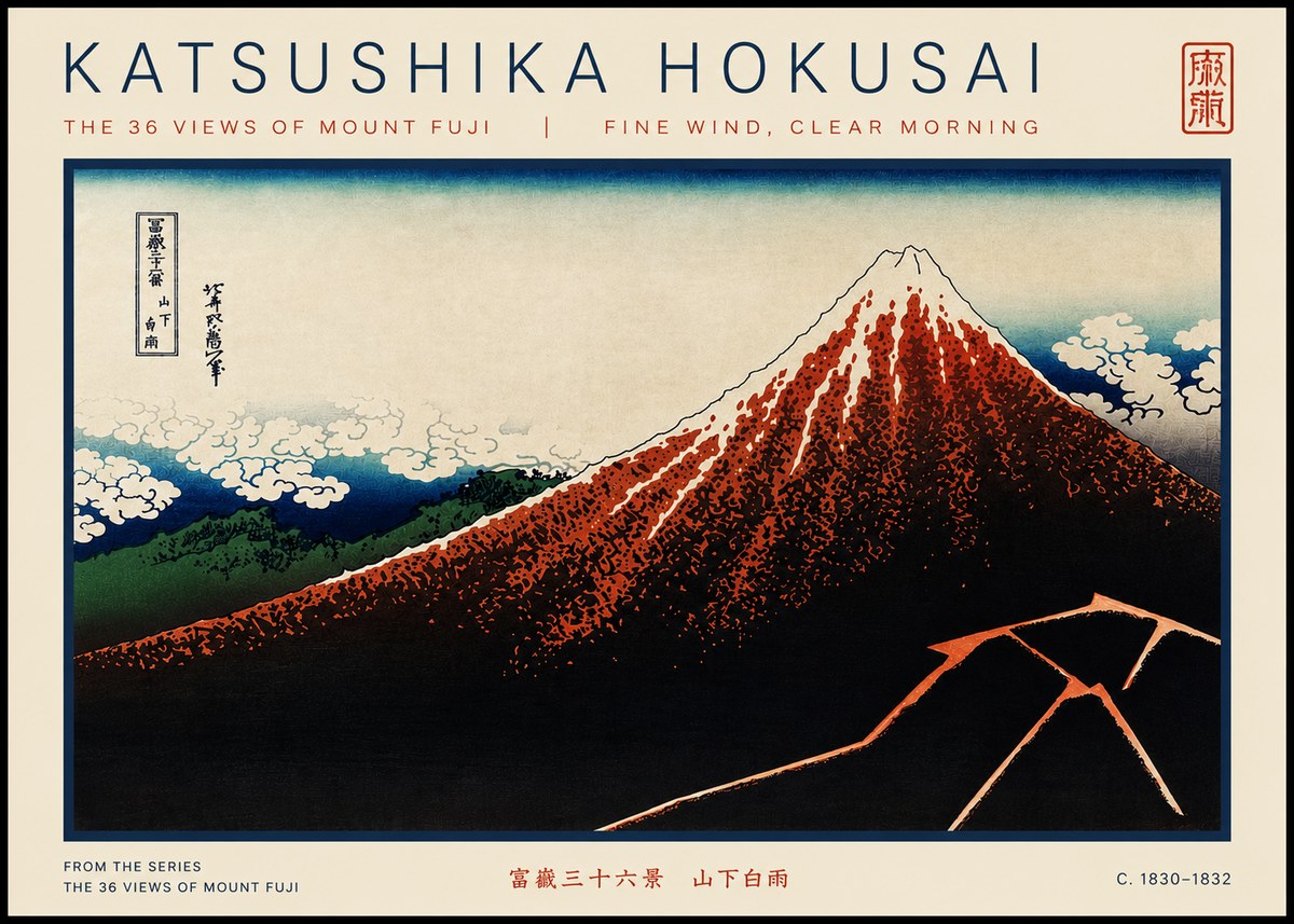 Katsushika Hokusai Fine Wind, Clear Morning No5 - Affiche