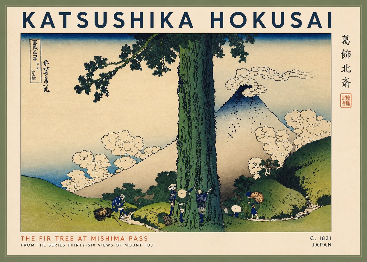 Katsushika Hokusai The Fir Tree at Mishima Pass No2 - Affiche