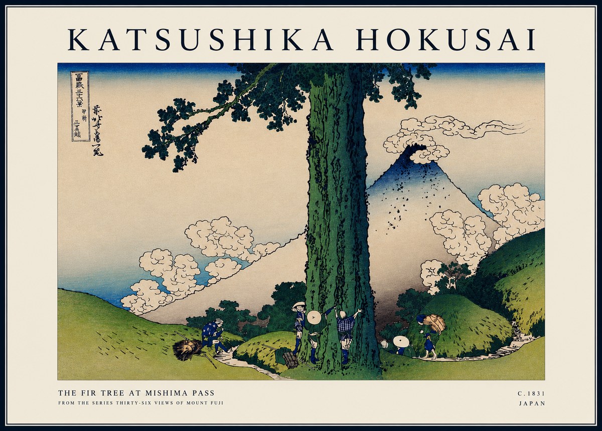 Katsushika Hokusai The Fir Tree at Mishima Pass No3 - Affiche