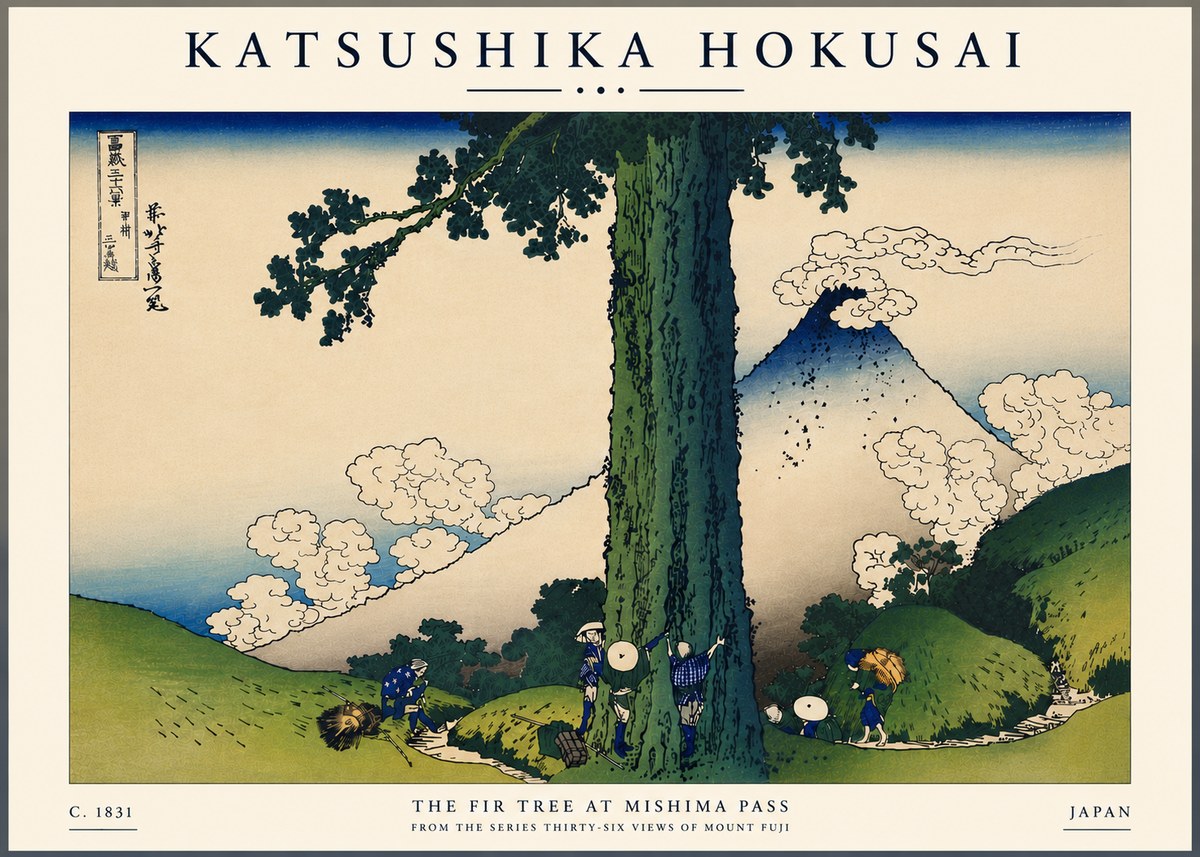 Katsushika Hokusai The Fir Tree at Mishima Pass No7 - Affiche