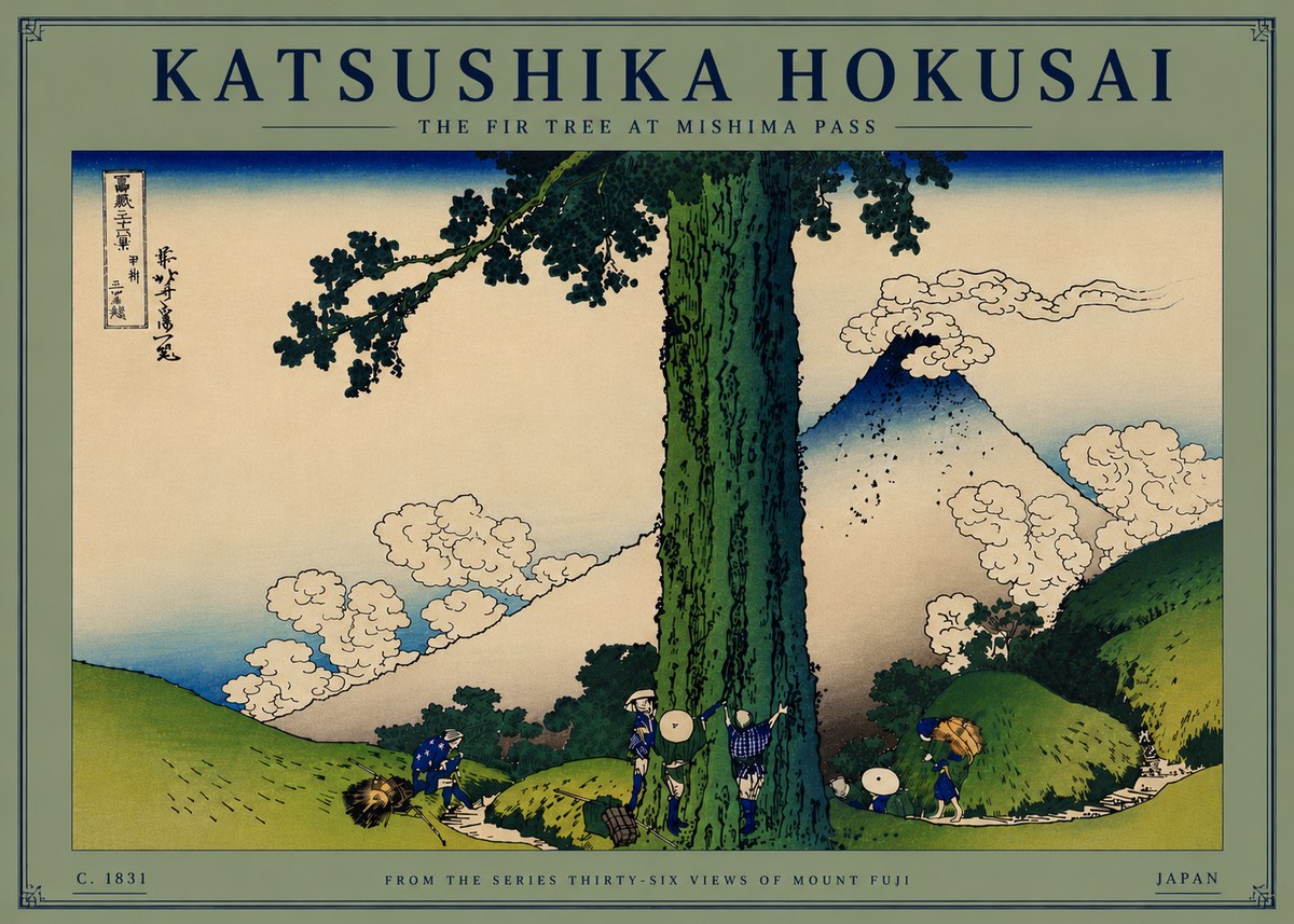 Katsushika Hokusai The Fir Tree at Mishima Pass No8 - Affiche