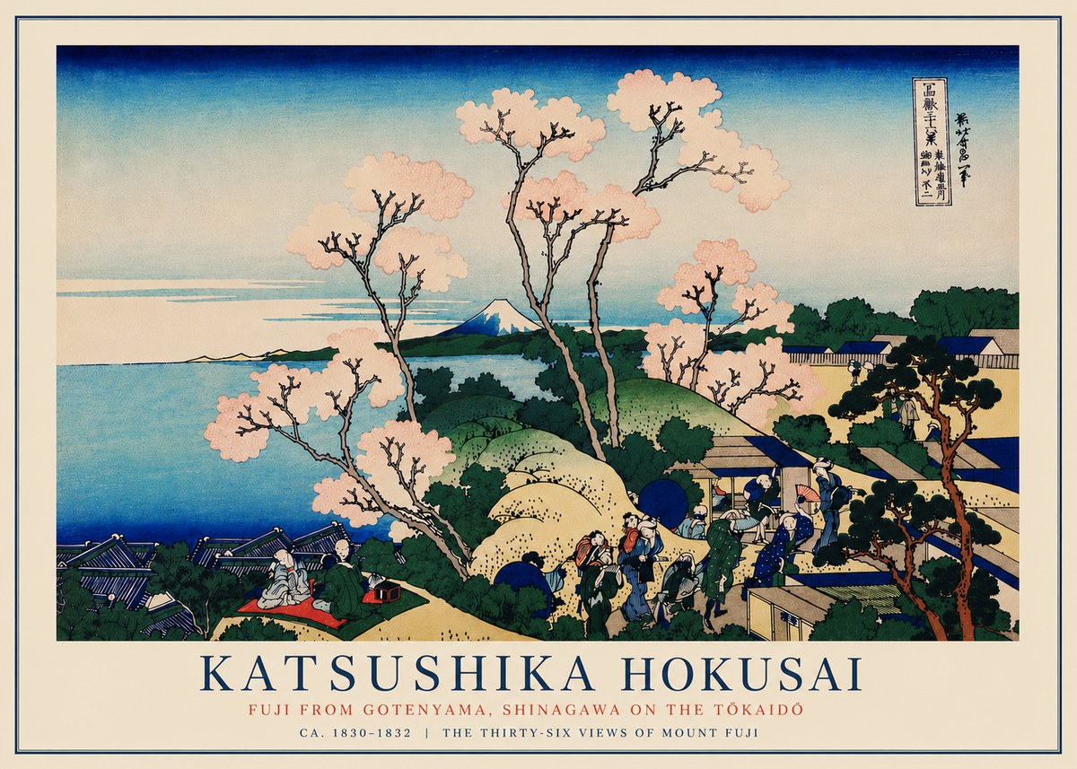 Katsushika Hokusai Fuji from Gotenyama, Shinagawa on the Tōkaidō No5 - Affiche