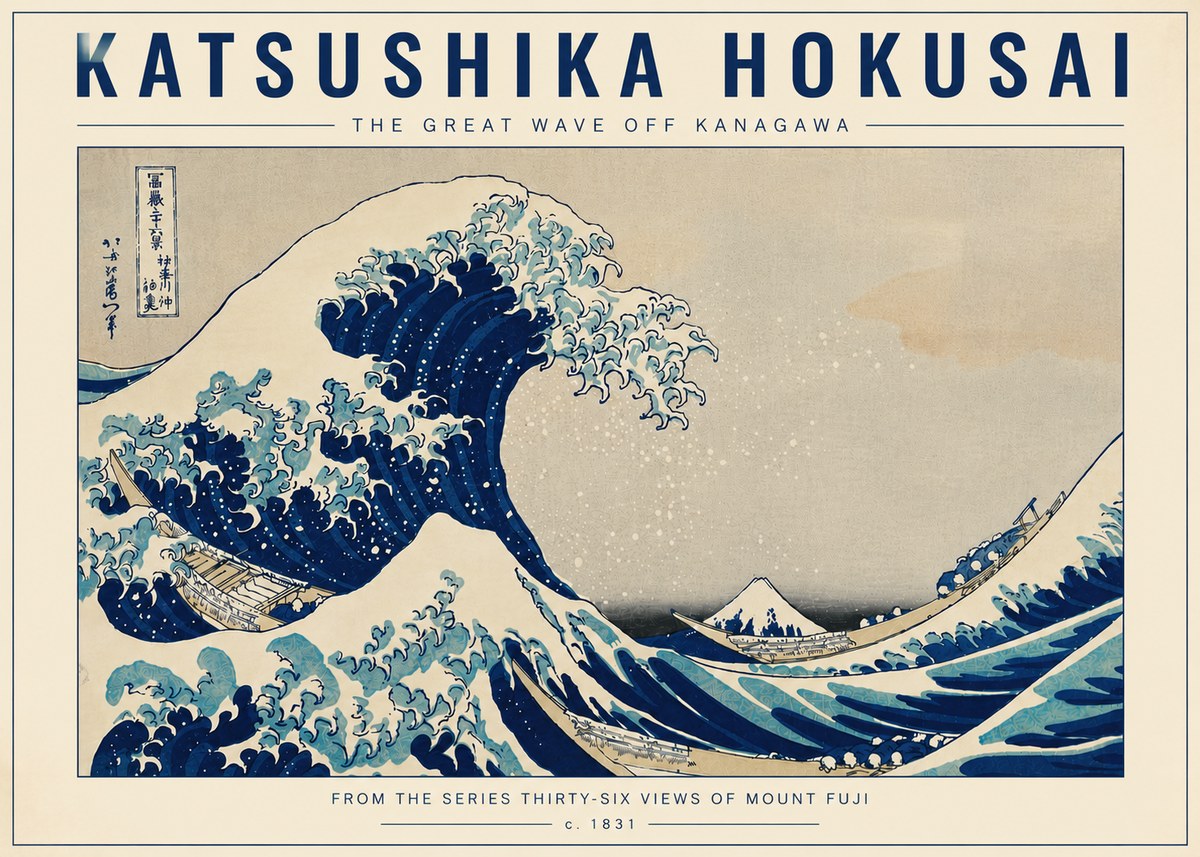 Katsushika Hokusai The Great Wave off Kanagawa I No5 - Affiche