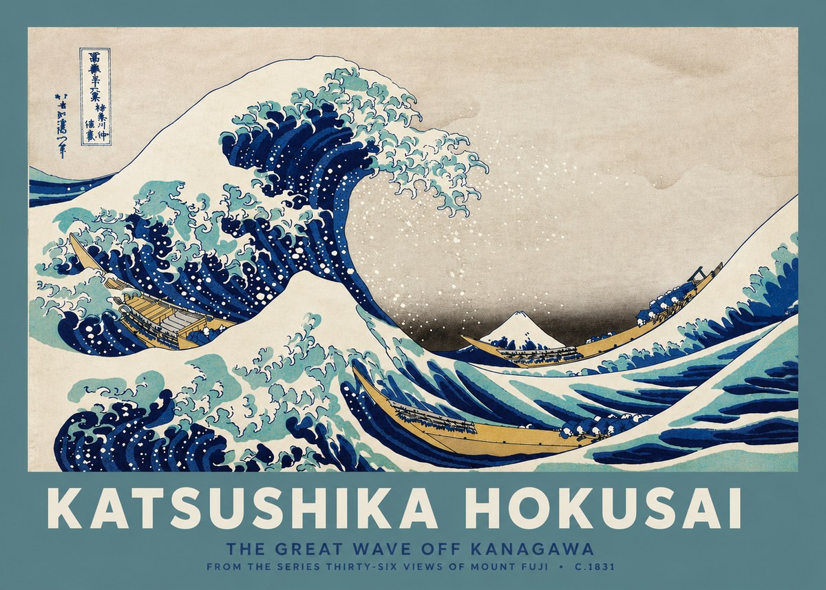 Katsushika Hokusai The Great Wave off Kanagawa II No4 - Affiche