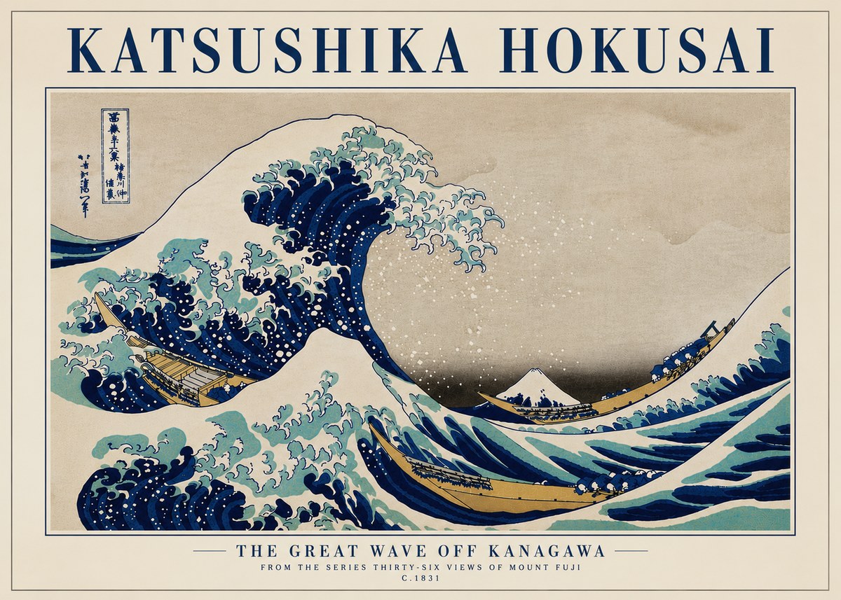 Katsushika Hokusai The Great Wave off Kanagawa II No7 - Affiche