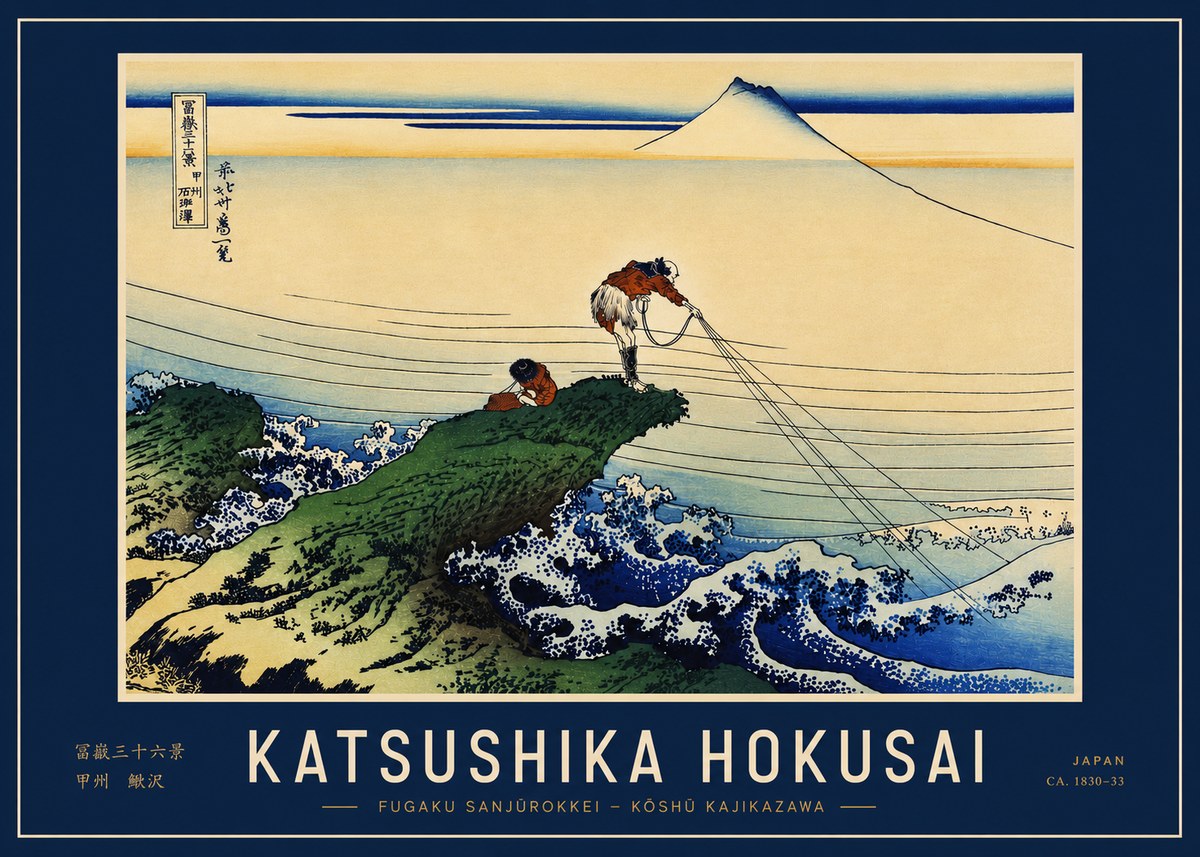 Katsushika Hokusai Fugaku Sanjūrokkei - Kōshū Kajikazawa No3 - Affiche