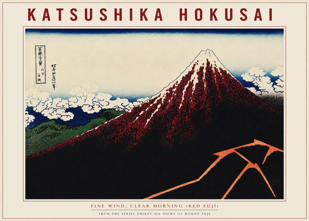 Katsushika Hokusai Fine Wind, Clear Morning (Red Fuji) II No4 - Affiche