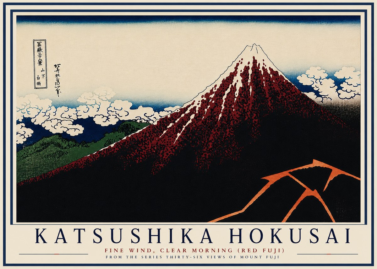 Katsushika Hokusai Fine Wind, Clear Morning (Red Fuji) II No7 - Affiche
