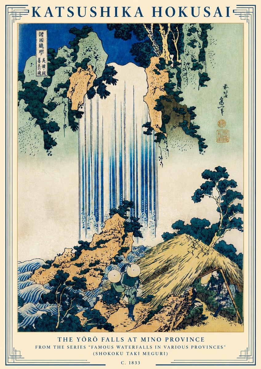 Katsushika Hokusai The Yōrō Falls at Mino Province No3 - Affiche