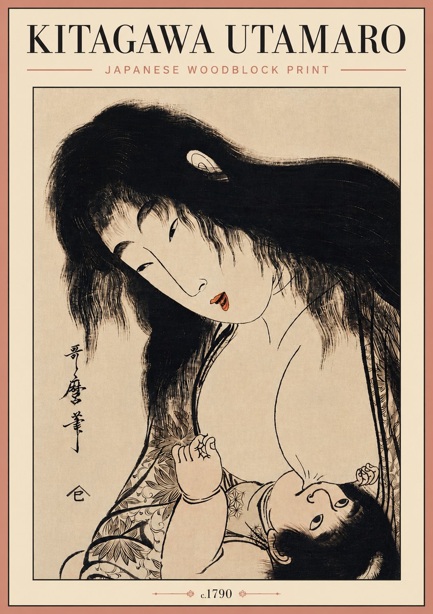 Kitagawa Utamaro Mother Nursing Her Child No4 - Affiche