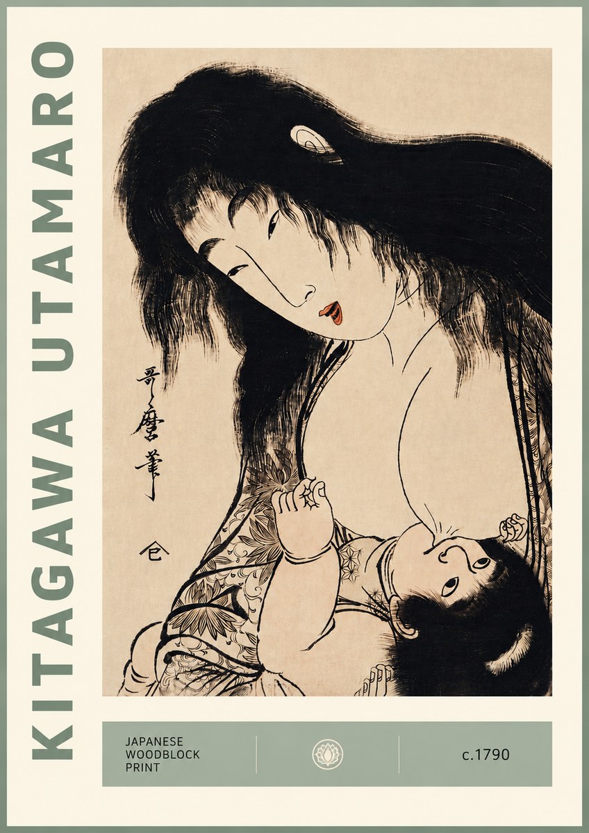 Kitagawa Utamaro Mother Nursing Her Child No5 - Affiche
