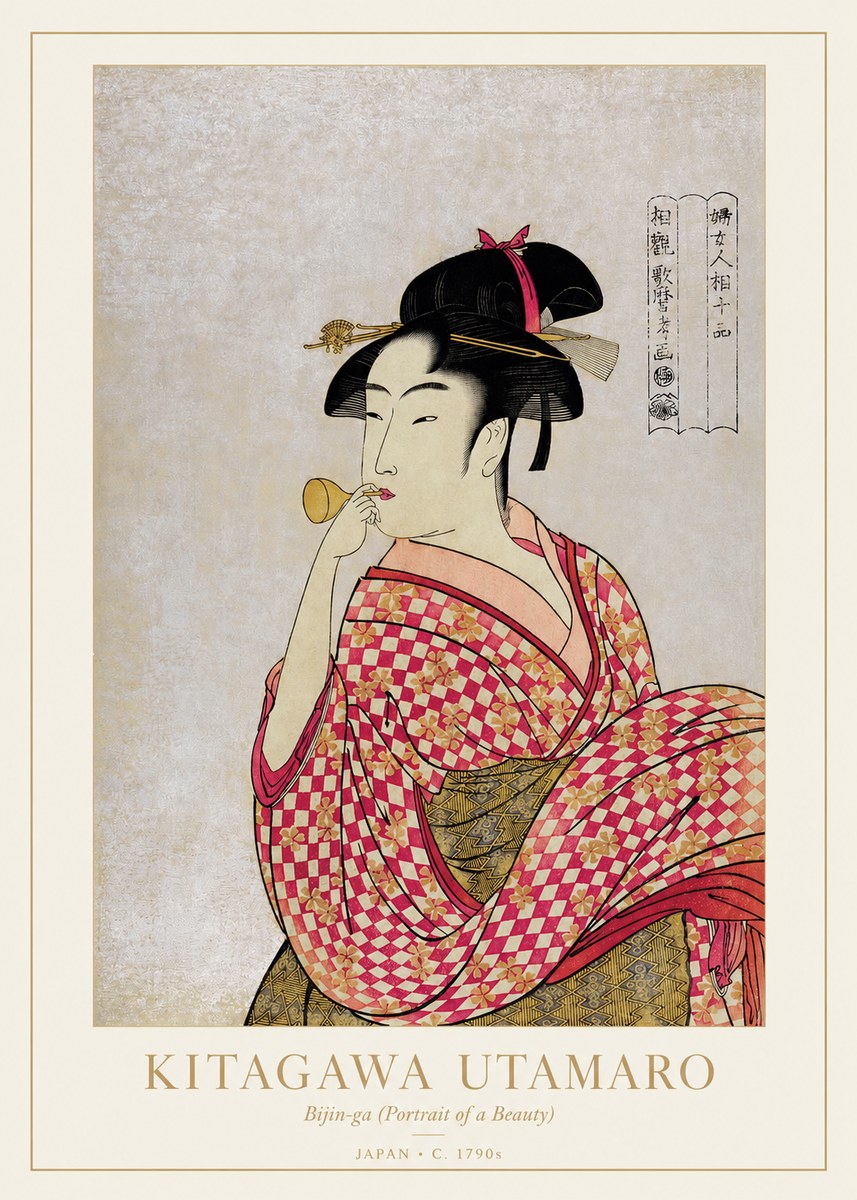 Kitagawa Utamaro Bijin-ga (Portrait of a Beauty) No1 - Affiche
