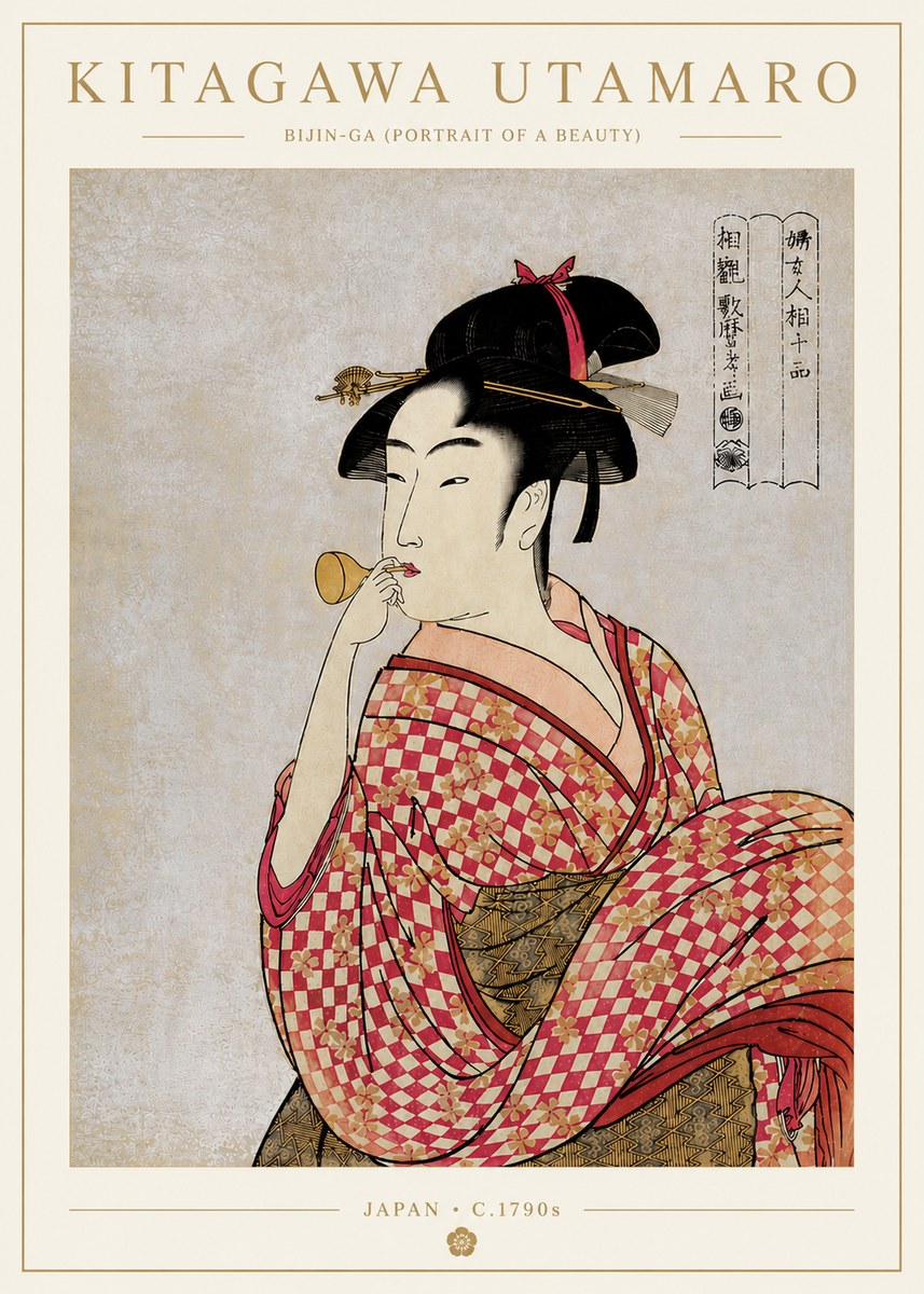 Kitagawa Utamaro Bijin-ga (Portrait of a Beauty) No5 - Affiche