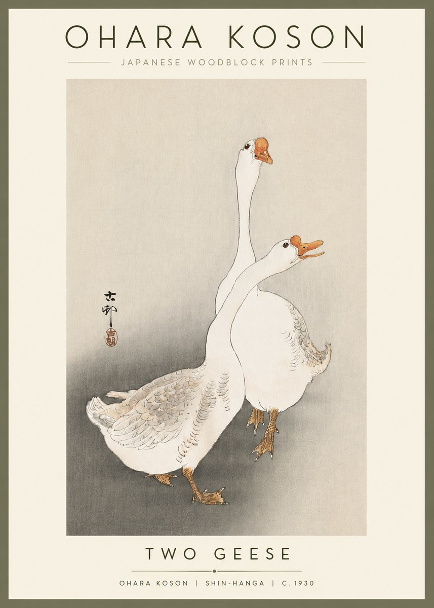 Ohara Koson Two Geese No2 - Affiche