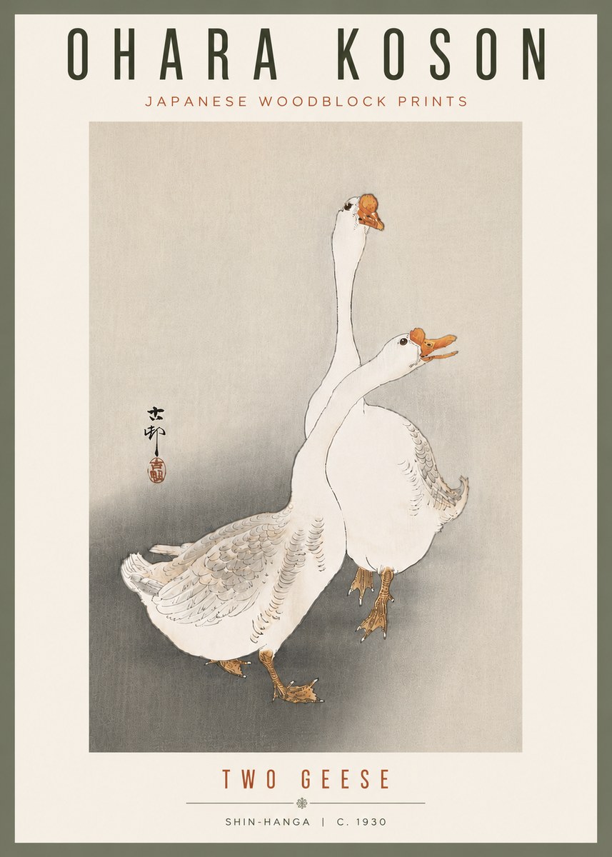 Ohara Koson Two Geese No6 - Affiche
