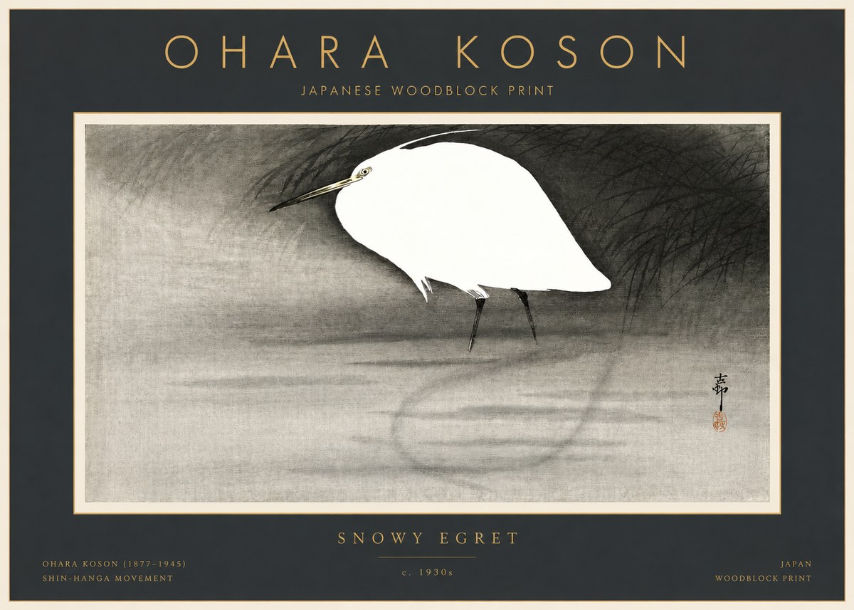 Ohara Koson Snowy Egret No2 - Affiche