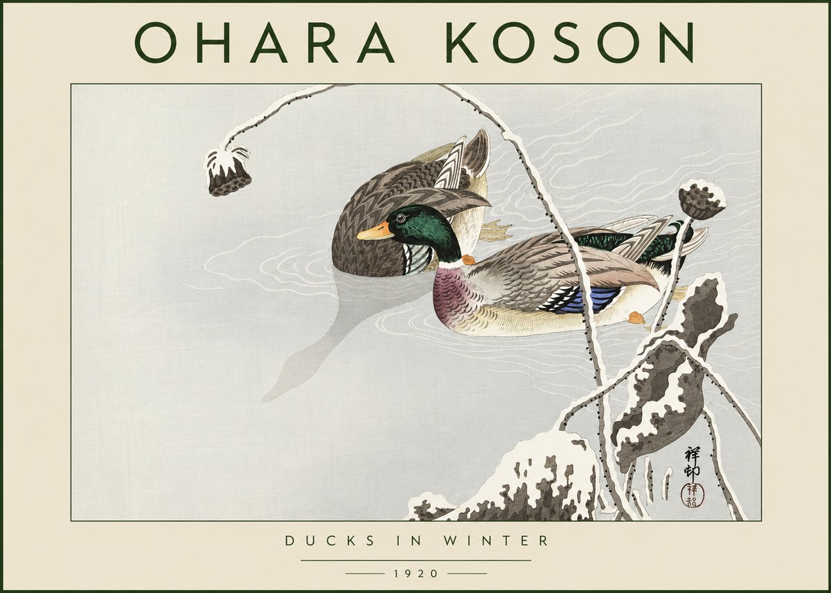 Ohara Koson Ducks in Winter No4 - Affiche