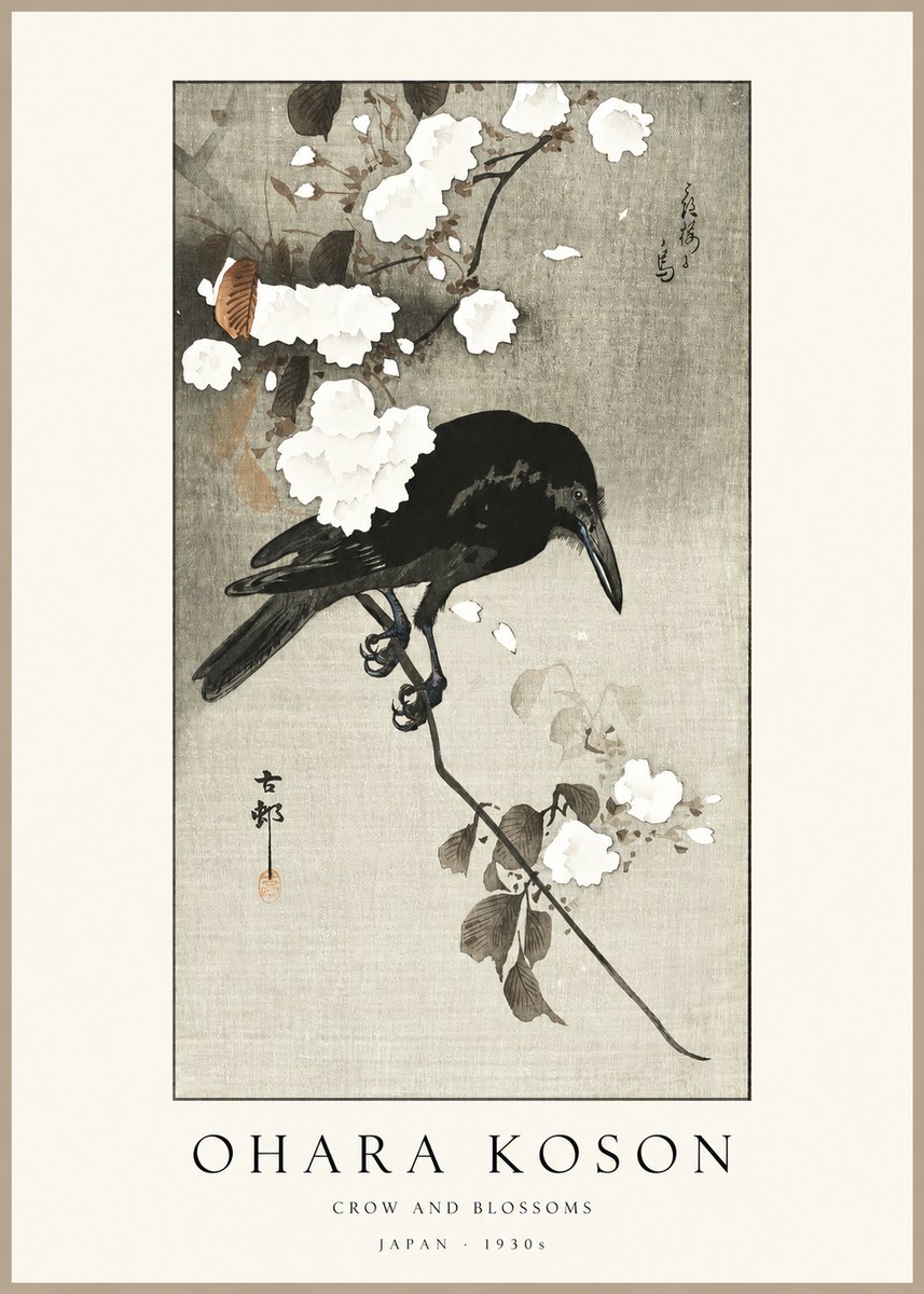 Ohara Koson Crow and Blossoms II No1 - Affiche