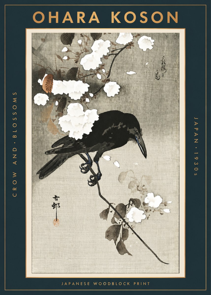 Ohara Koson Crow and Blossoms II No2 - Affiche