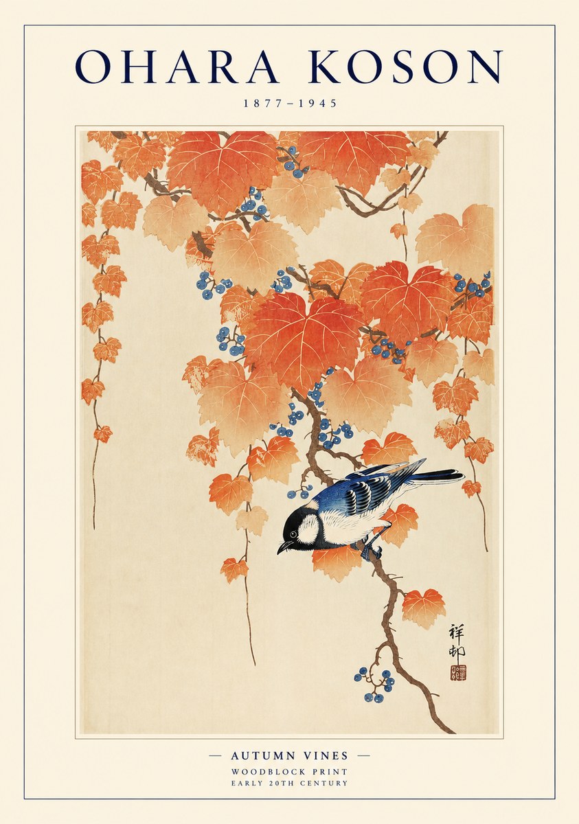 Ohara Koson Autumn Vines No1 - Affiche