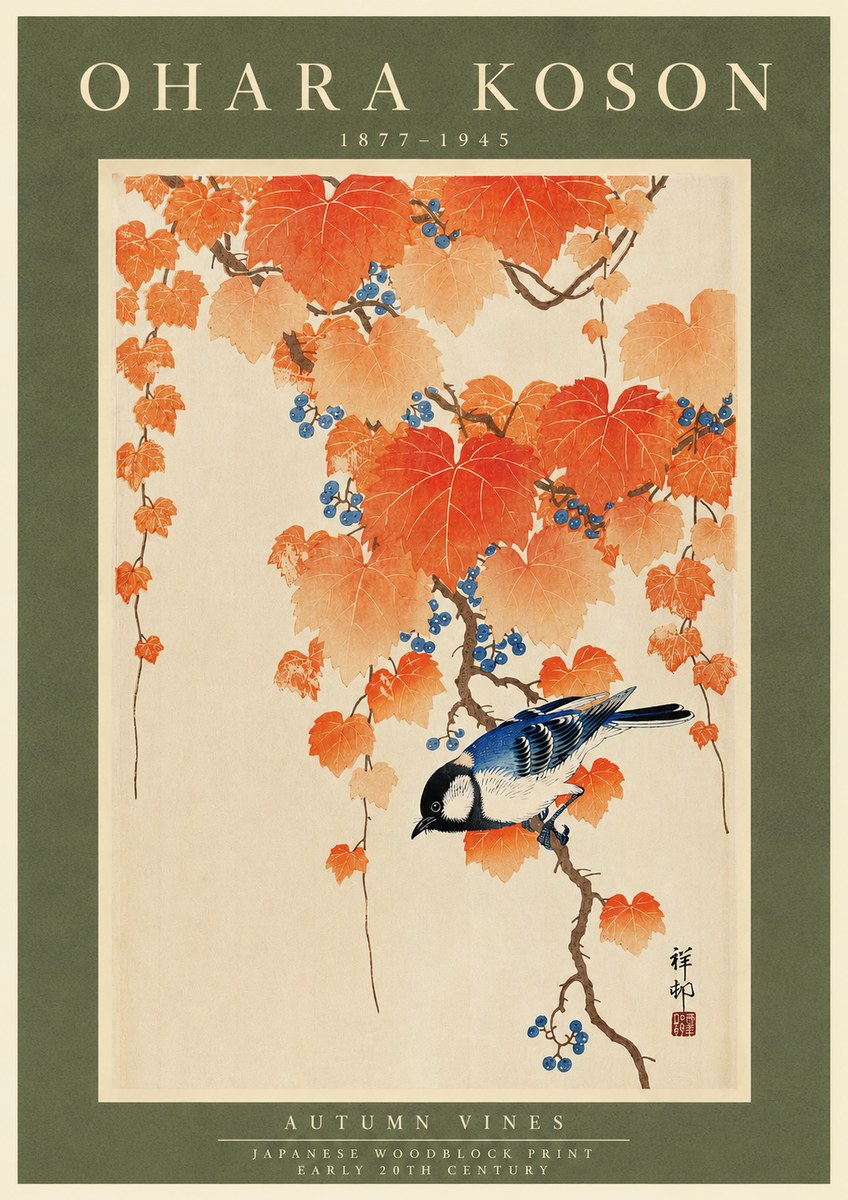 Ohara Koson Autumn Vines No3 - Affiche