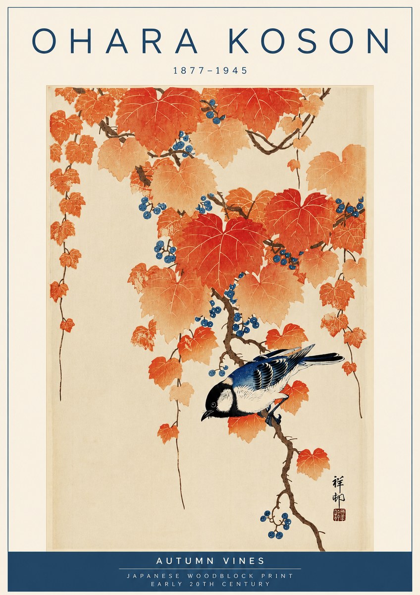 Ohara Koson Autumn Vines No4 - Affiche
