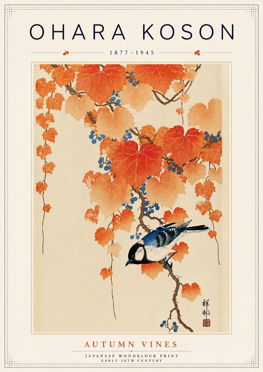 Ohara Koson Autumn Vines No5 - Affiche