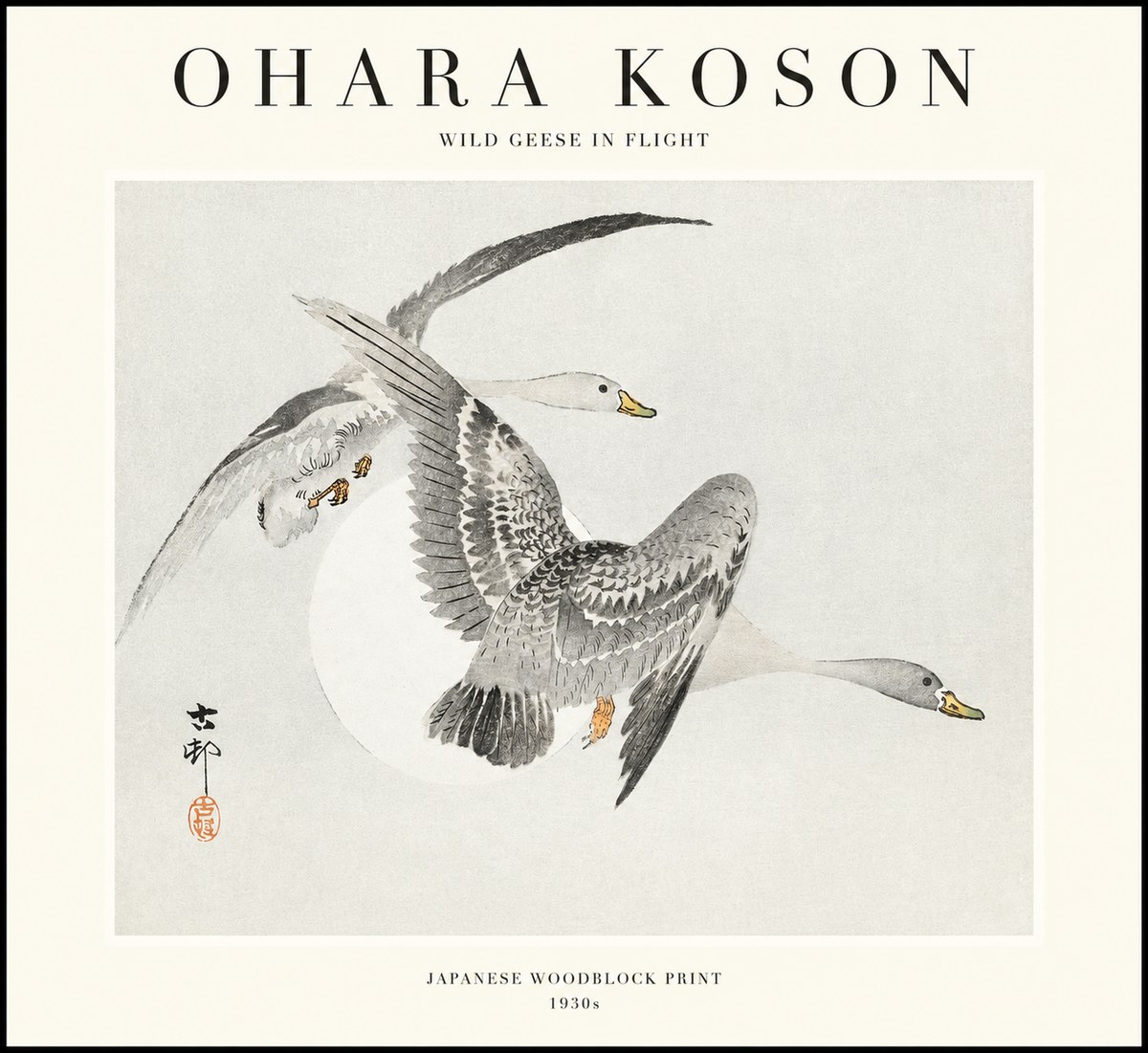 Ohara Koson Wild Geese in Flight I No1 - Affiche