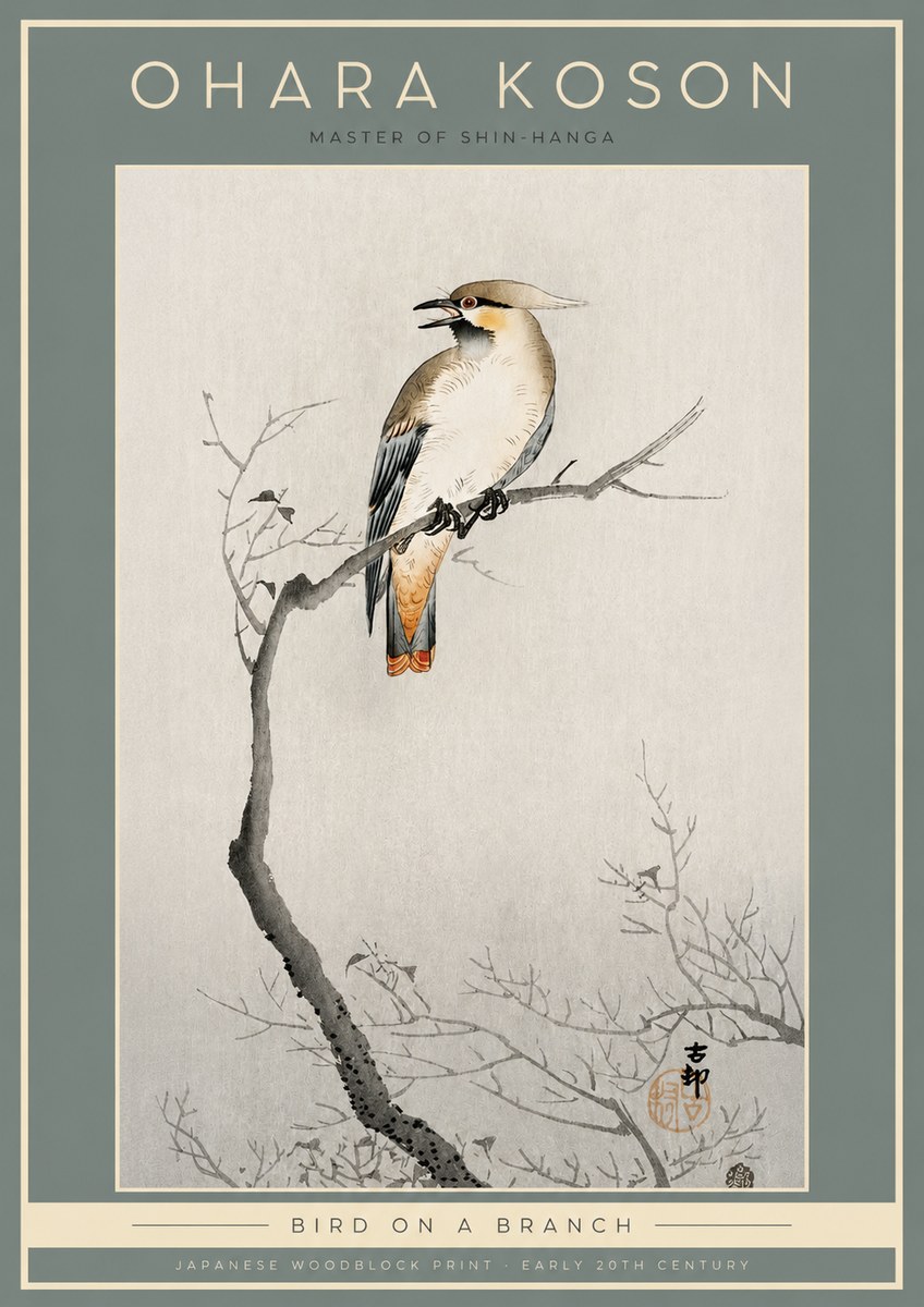 Ohara Koson Bird on a Branch I No2 - Affiche