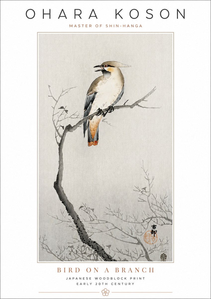 Ohara Koson Bird on a Branch I No3 - Affiche