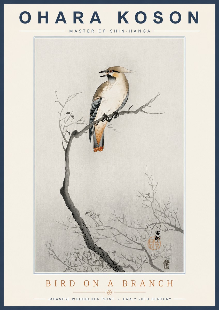 Ohara Koson Bird on a Branch I No4 - Affiche