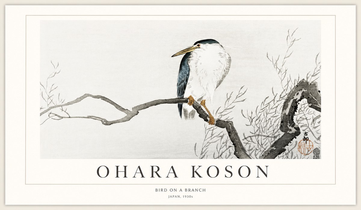 Ohara Koson Bird on a Branch II No1 - Affiche