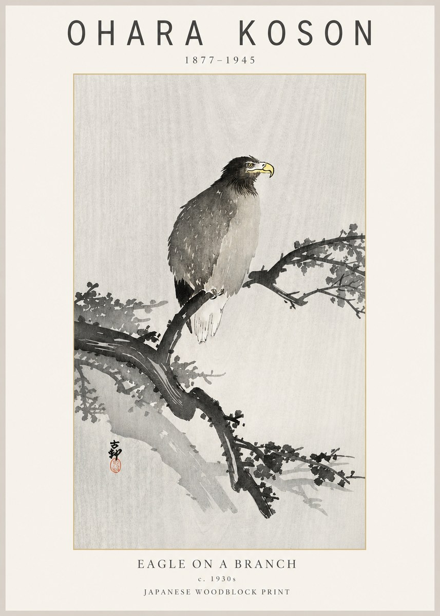 Ohara Koson Eagle on a Branch I No2 - Affiche