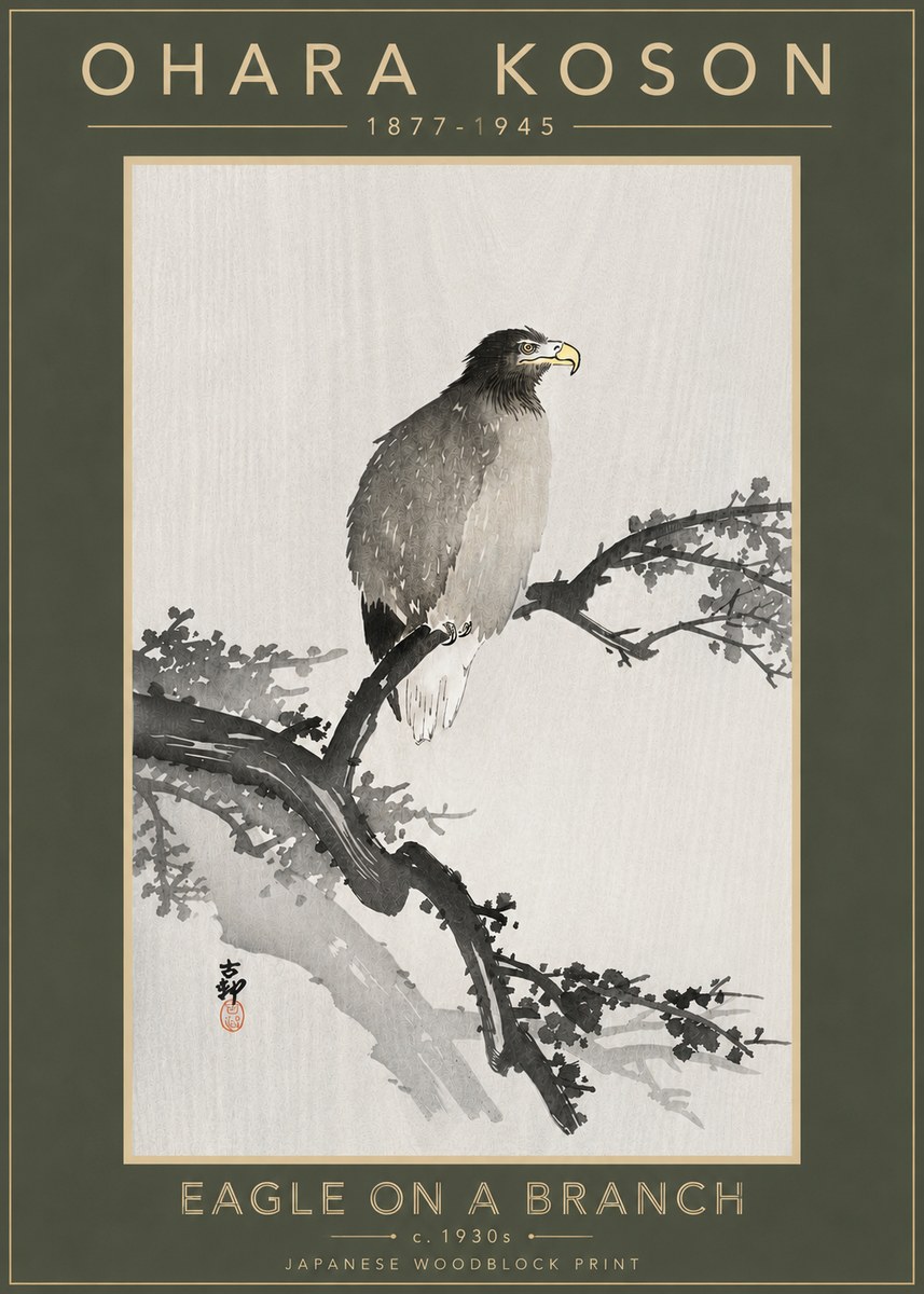 Ohara Koson Eagle on a Branch I No4 - Affiche