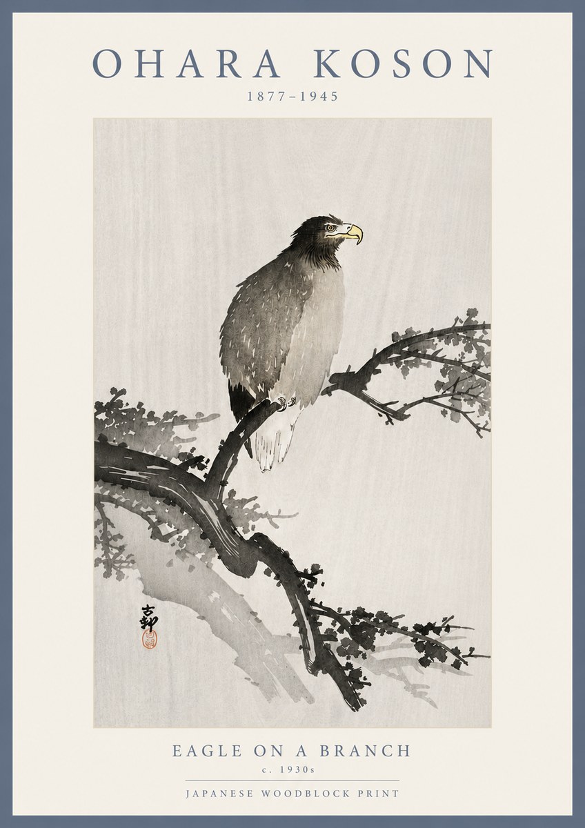 Ohara Koson Eagle on a Branch I No5 - Affiche