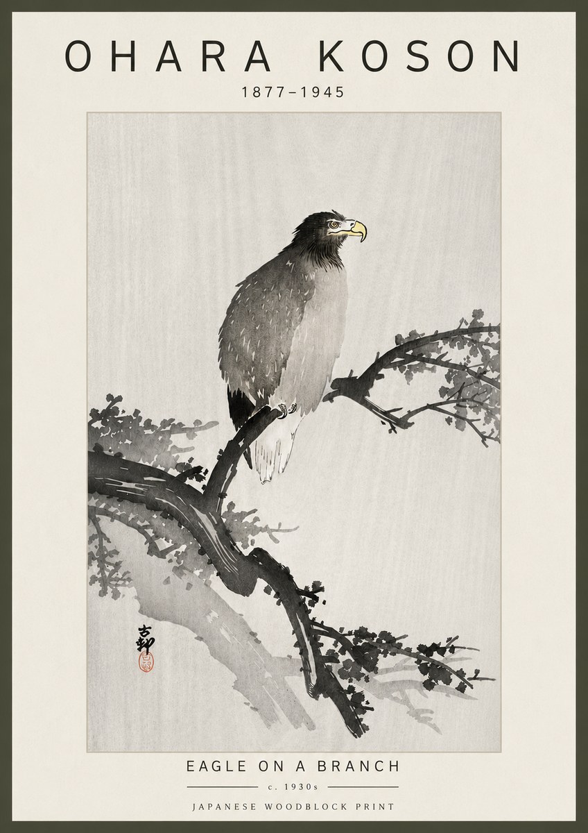 Ohara Koson Eagle on a Branch I No6 - Affiche