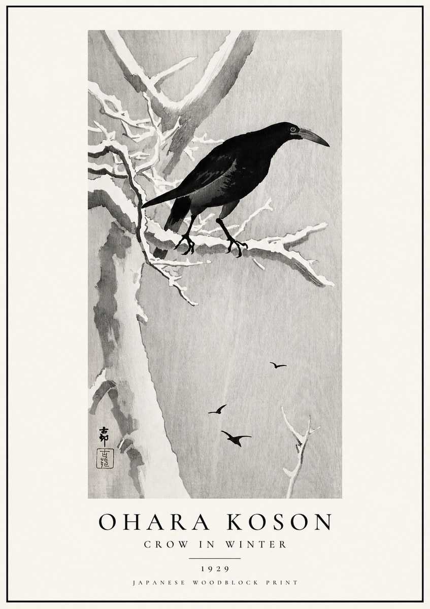 Ohara Koson Crow in Winter I No1 - Affiche