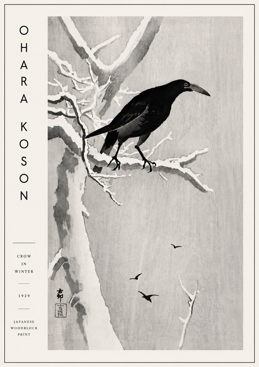 Ohara Koson Crow in Winter I No4 - Affiche