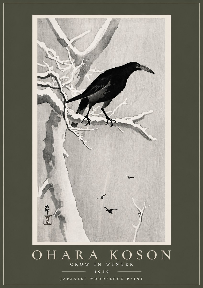 Ohara Koson Crow in Winter I No5 - Affiche