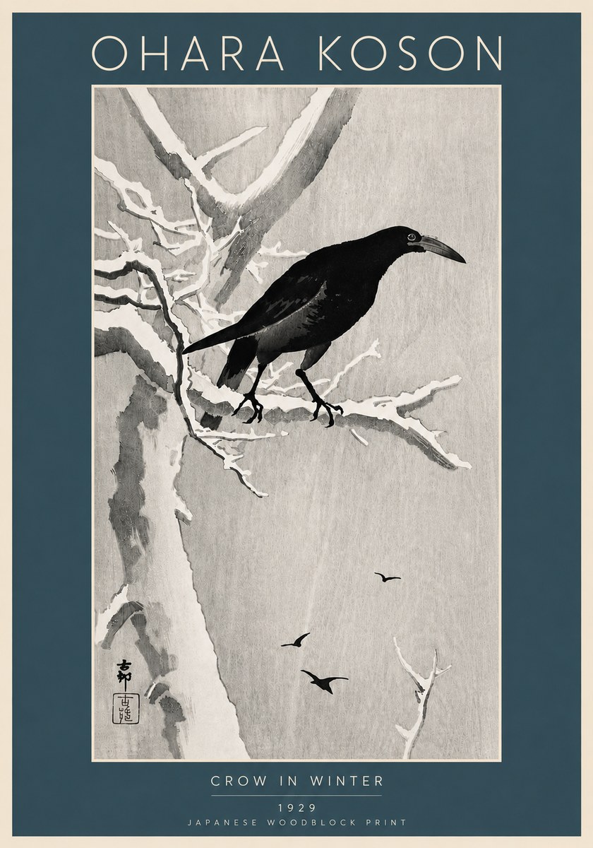 Ohara Koson Crow in Winter I No6 - Affiche