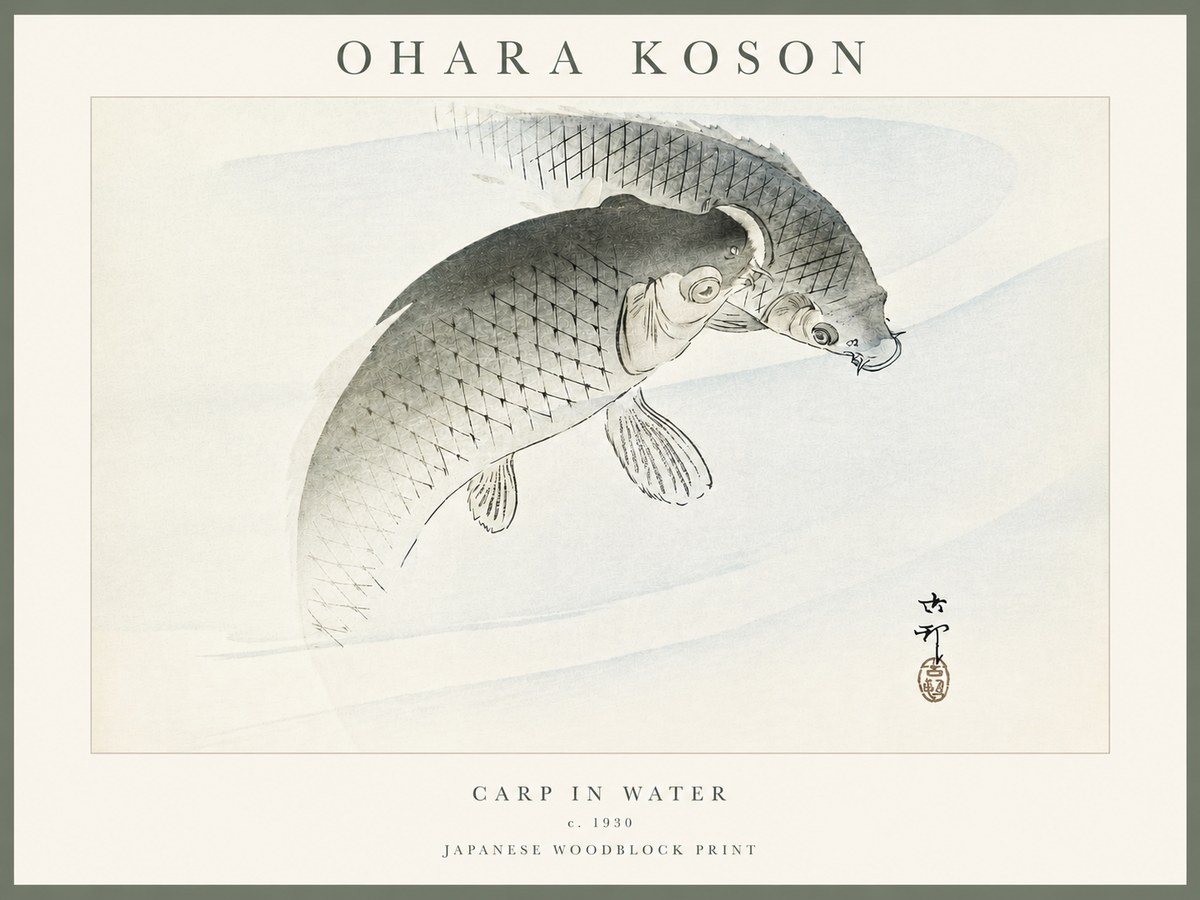 Ohara Koson Carp in Water No4 - Affiche