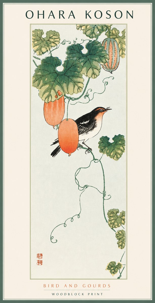 Ohara Koson Bird and Gourds No2 - Affiche