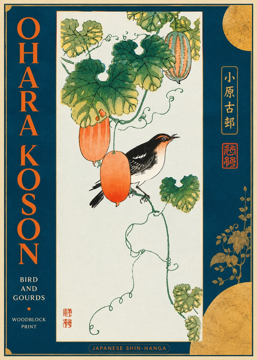 Ohara Koson Bird and Gourds No4 - Affiche