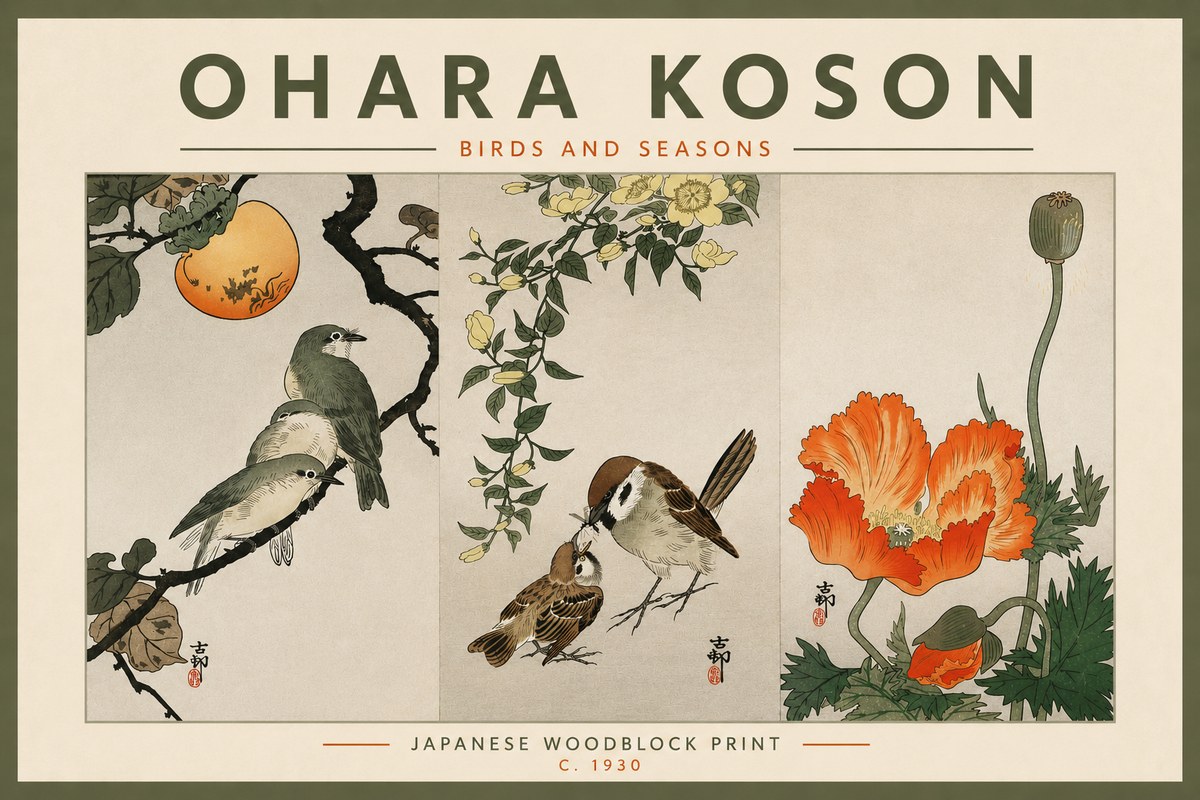 Ohara Koson Birds and Seasons No4 - Affiche