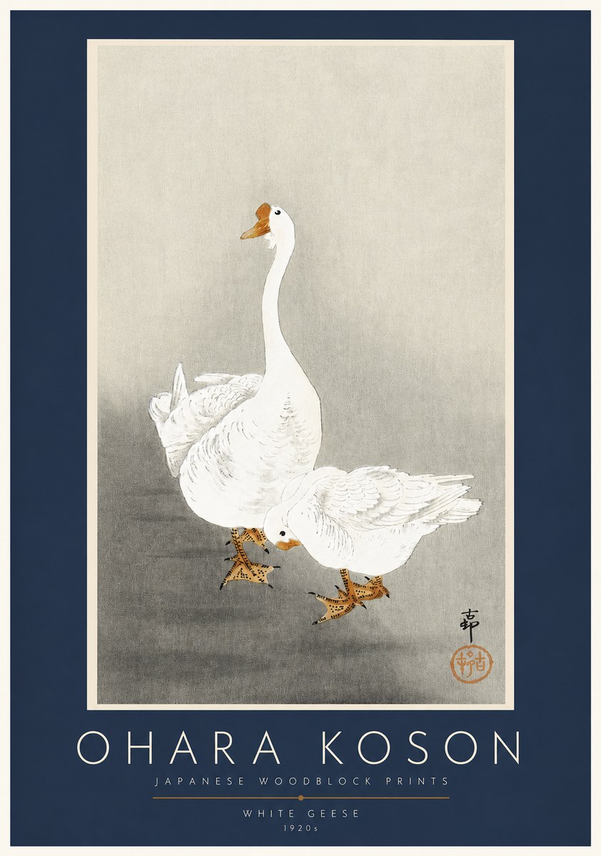 Ohara Koson White Geese No2 - Affiche